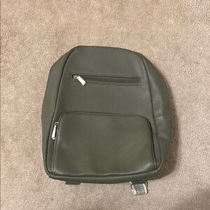 Olive Green Leather Backpack